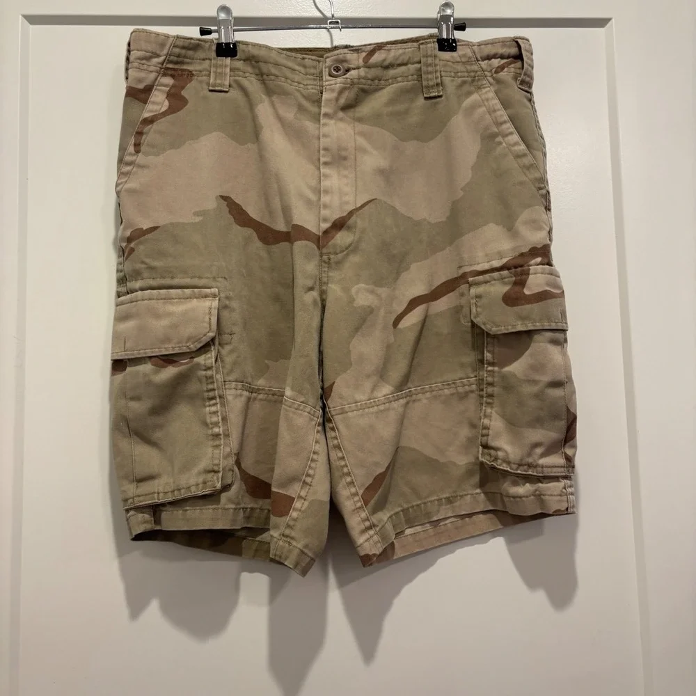 Military Style Mens Desert Camo Cargo Shorts Tan Brown Beige Size 34
